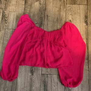 Abercrombie and Fitch Vibrant Pink Off-Shoulder Blou